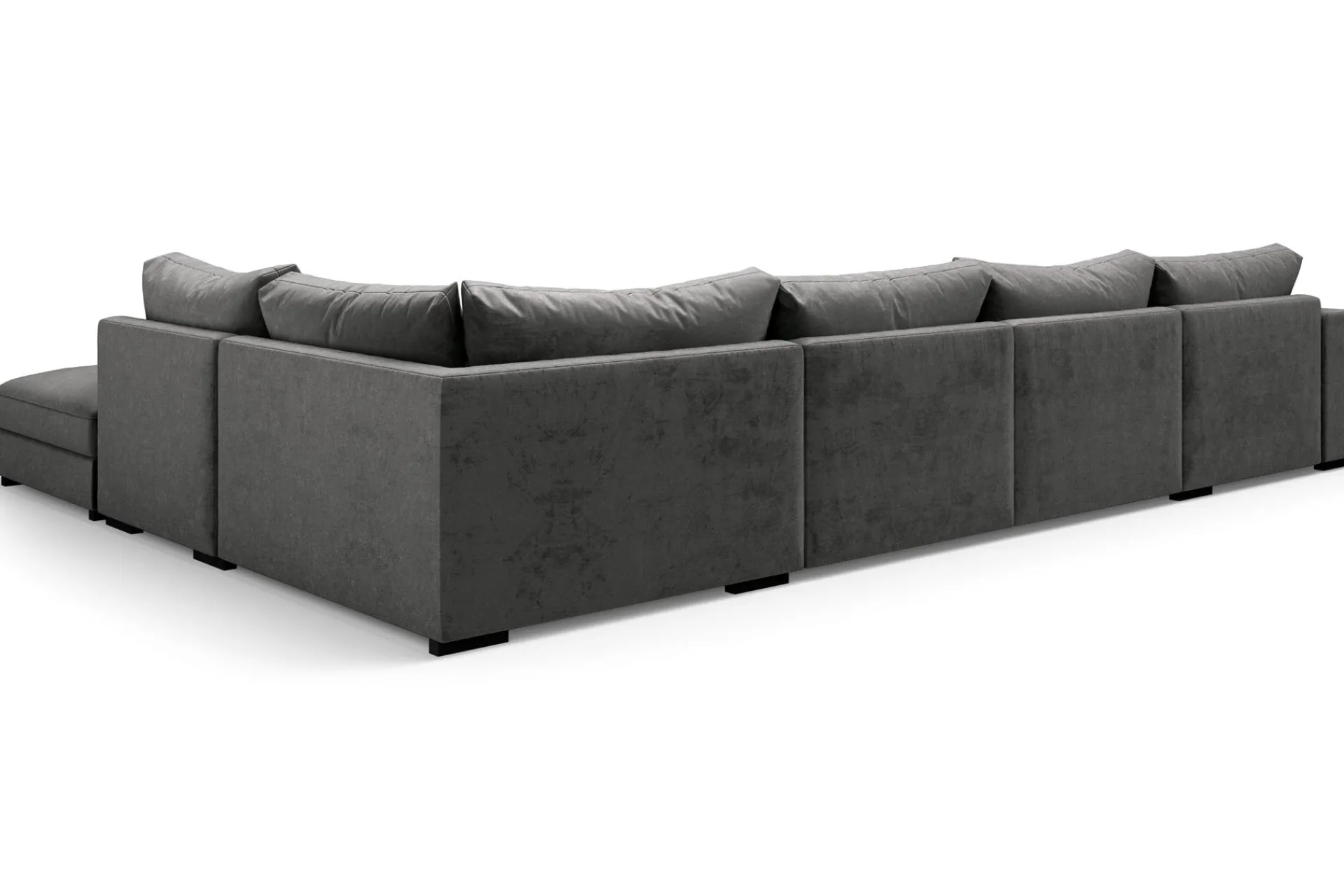 Scandinavian Choice Velour Sofa & Fløyel Sofa-Dubai stor U-sofa modul med divan venstre fløyel ekstra dyp Mørkegrå