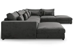 Scandinavian Choice Velour Sofa & Fløyel Sofa-Dubai stor U-sofa modul med divan venstre fløyel ekstra dyp Mørkegrå