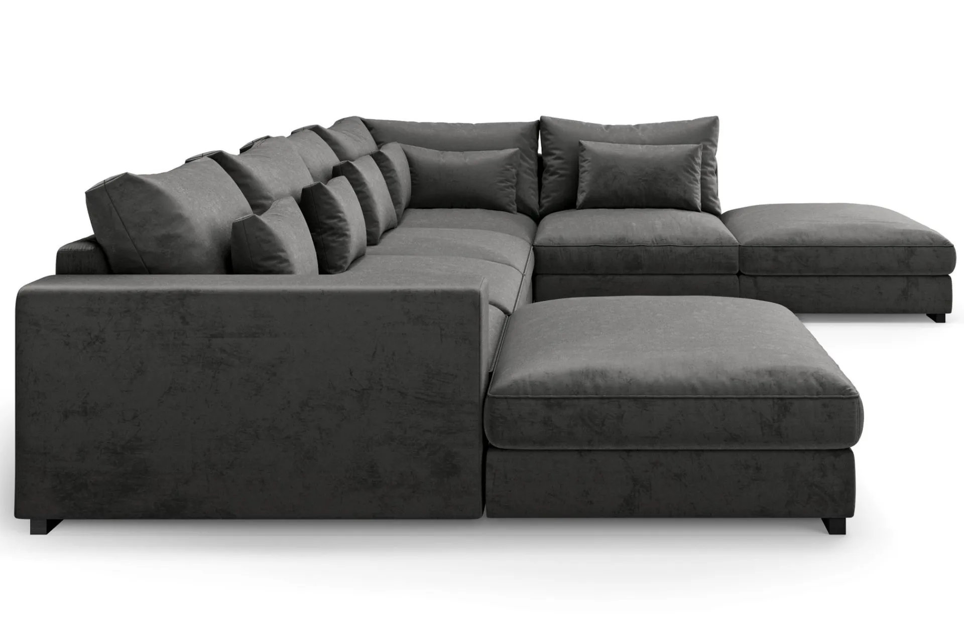 Scandinavian Choice Velour Sofa & Fløyel Sofa-Dubai stor U-sofa modul med divan venstre fløyel ekstra dyp Mørkegrå