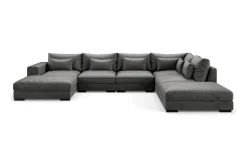Scandinavian Choice Velour Sofa & Fløyel Sofa-Dubai stor U-sofa modul med divan venstre fløyel ekstra dyp Mørkegrå