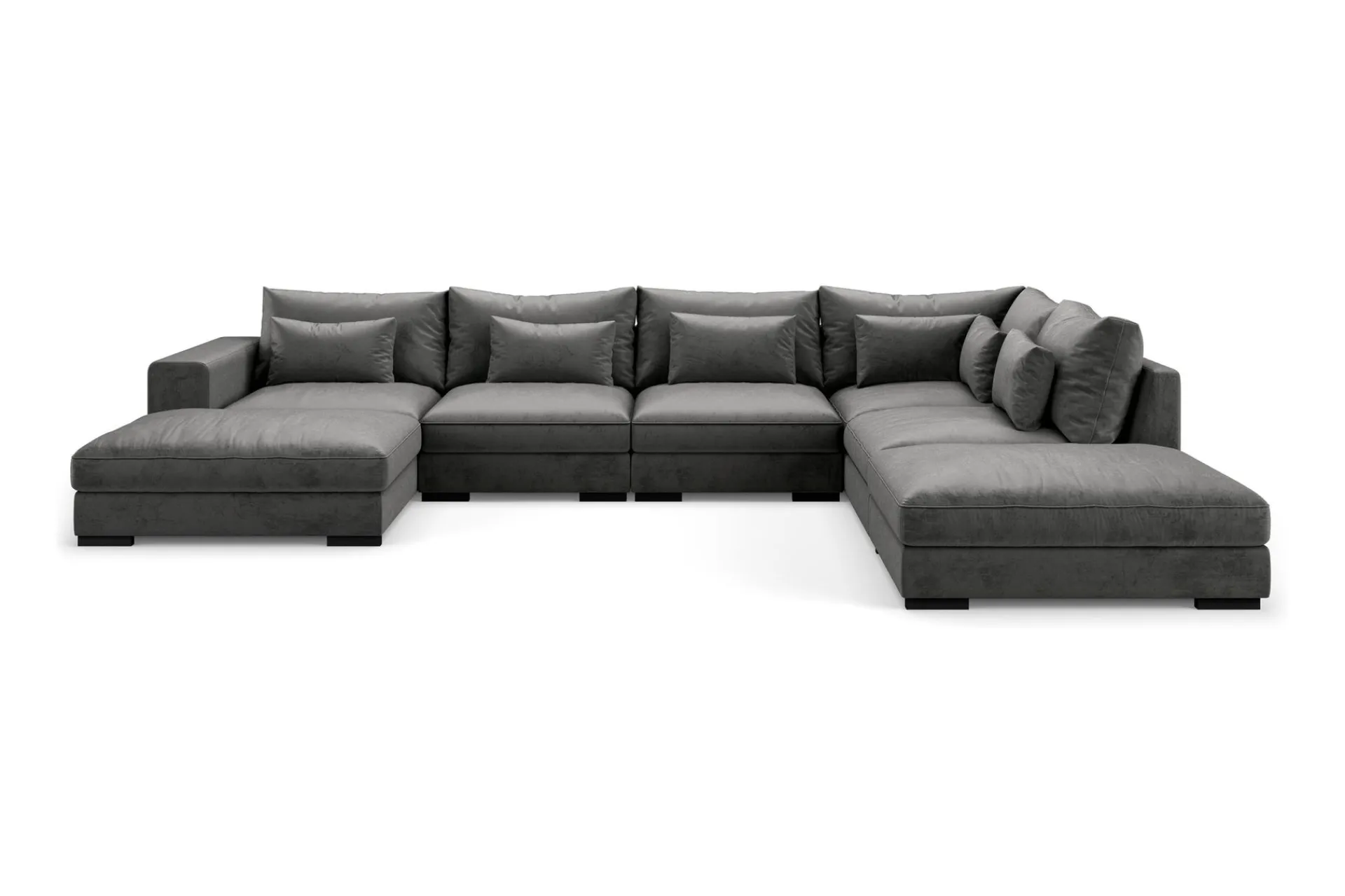 Scandinavian Choice Velour Sofa & Fløyel Sofa-Dubai stor U-sofa modul med divan venstre fløyel ekstra dyp Mørkegrå