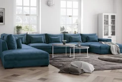 Scandinavian Choice Velour Sofa & Fløyel Sofa-Dubai U-modulsofa med divan høyre fløyel ekstra dyp Blå