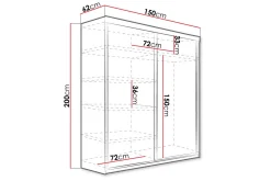 Concept 55 Dunkra Garderobe med Speil LED-belysning RGB 150 cm Bue