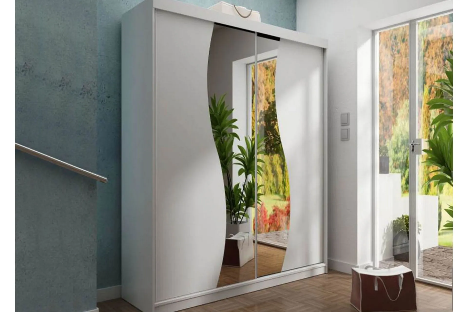 Concept 55 Dunkra Garderobe med Speil LED-belysning RGB 150 cm Bue
