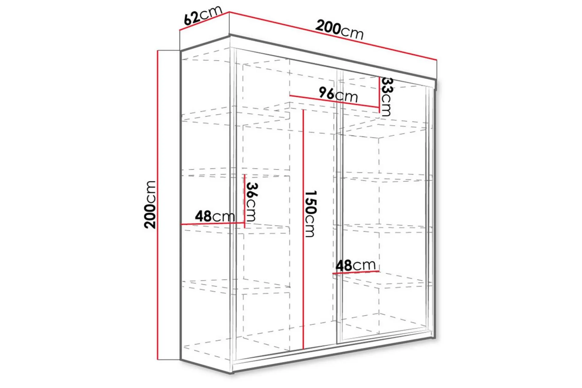 Garderober & Garderobesystem-Dunkra Garderobeskap Med Speil 200x200 cm Hvit