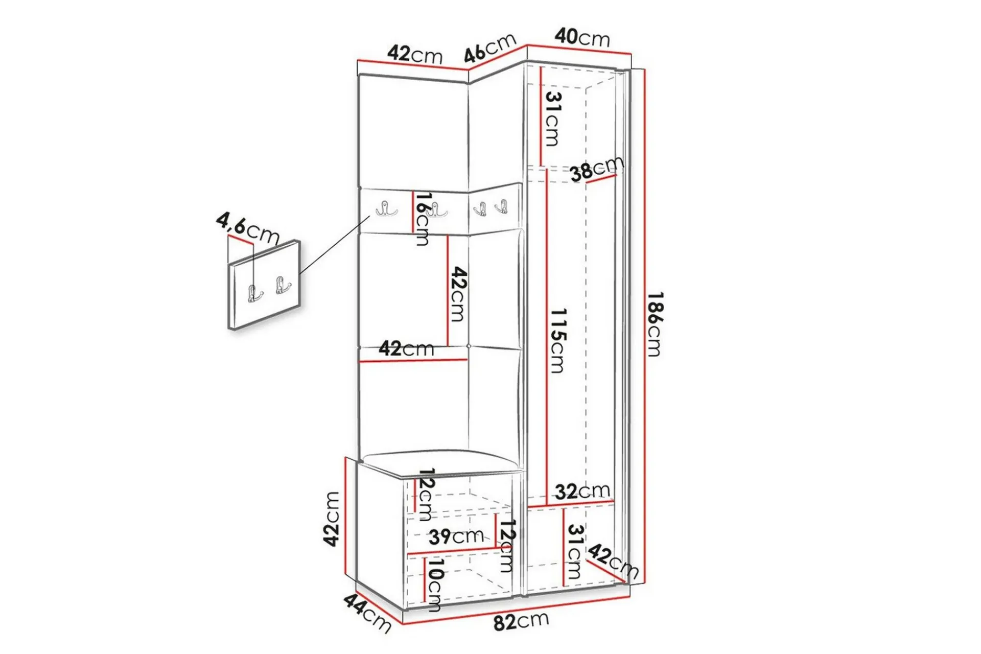 Oppbevaringsskap|Skap-Dunvegan Highboard White Hvit
