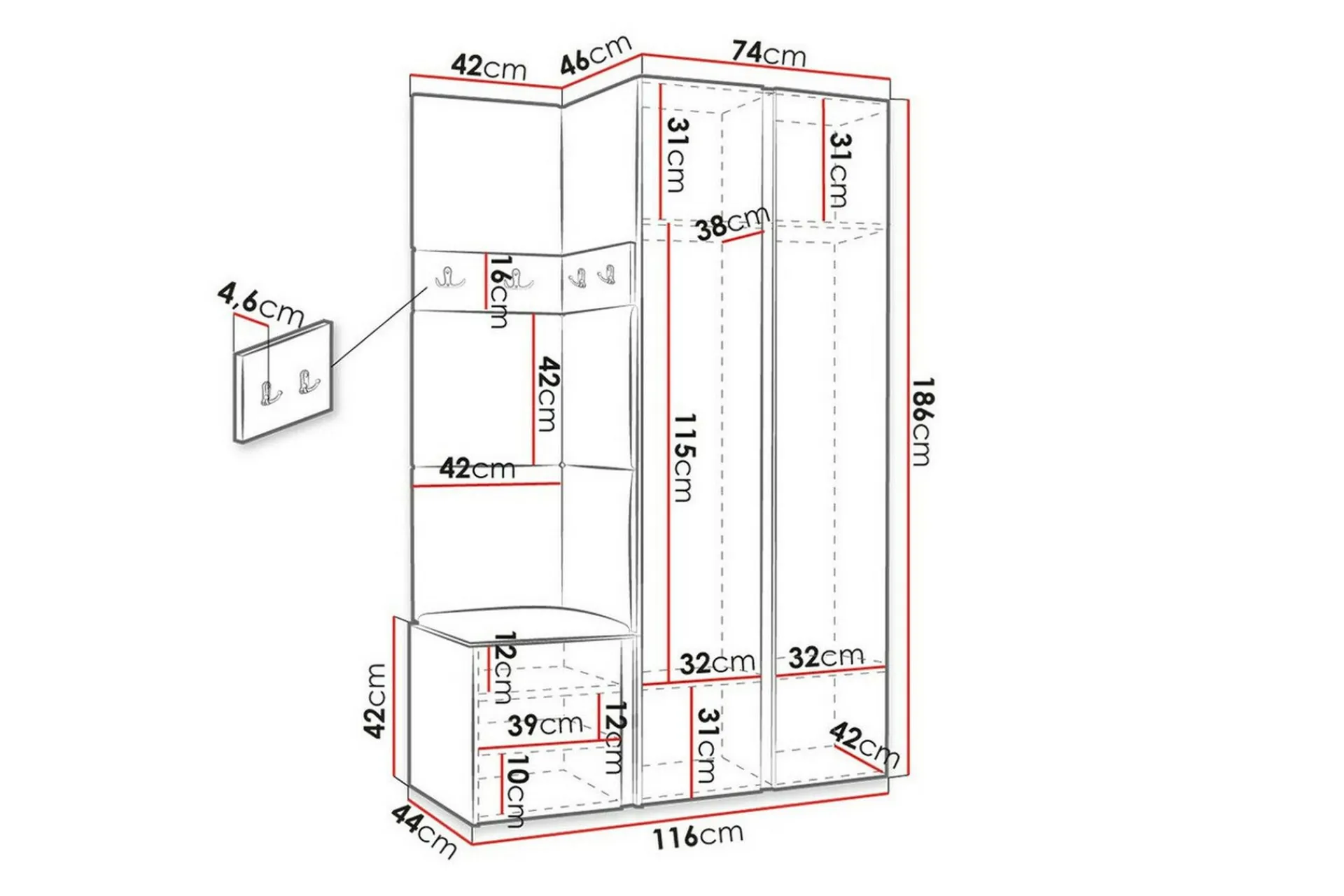 Oppbevaringsskap|Skap-Dunvegan Highboard White Hvit