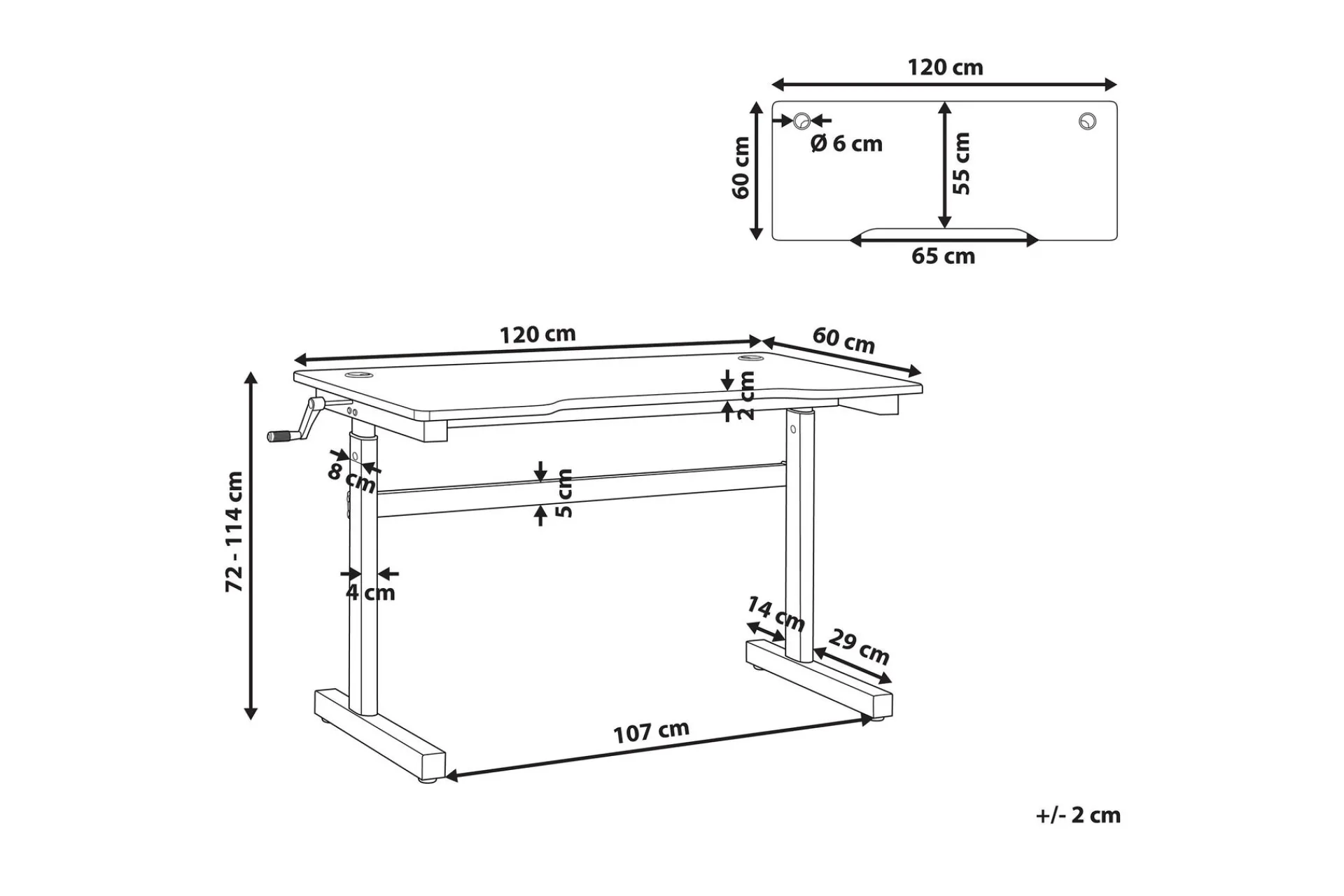 Kontorbord-Durbine Gamingbord 120x60 cm Rektangulært Svart