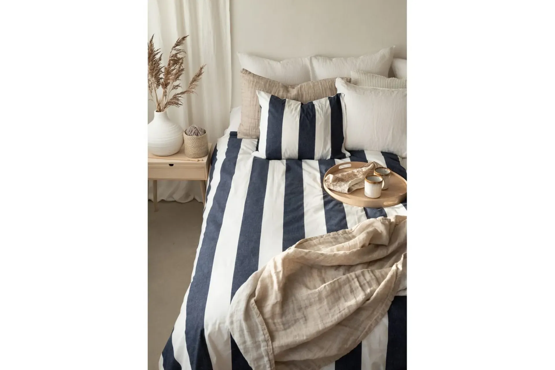 Dynetrekksett Enkeltseng 2-Delers Block stripe