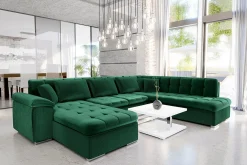 Majestic Furniture Velour Sofa & Fløyel Sofa-Dynir Hjørnesovesofa Divan Venstre Once 17 + Day Sammet 16