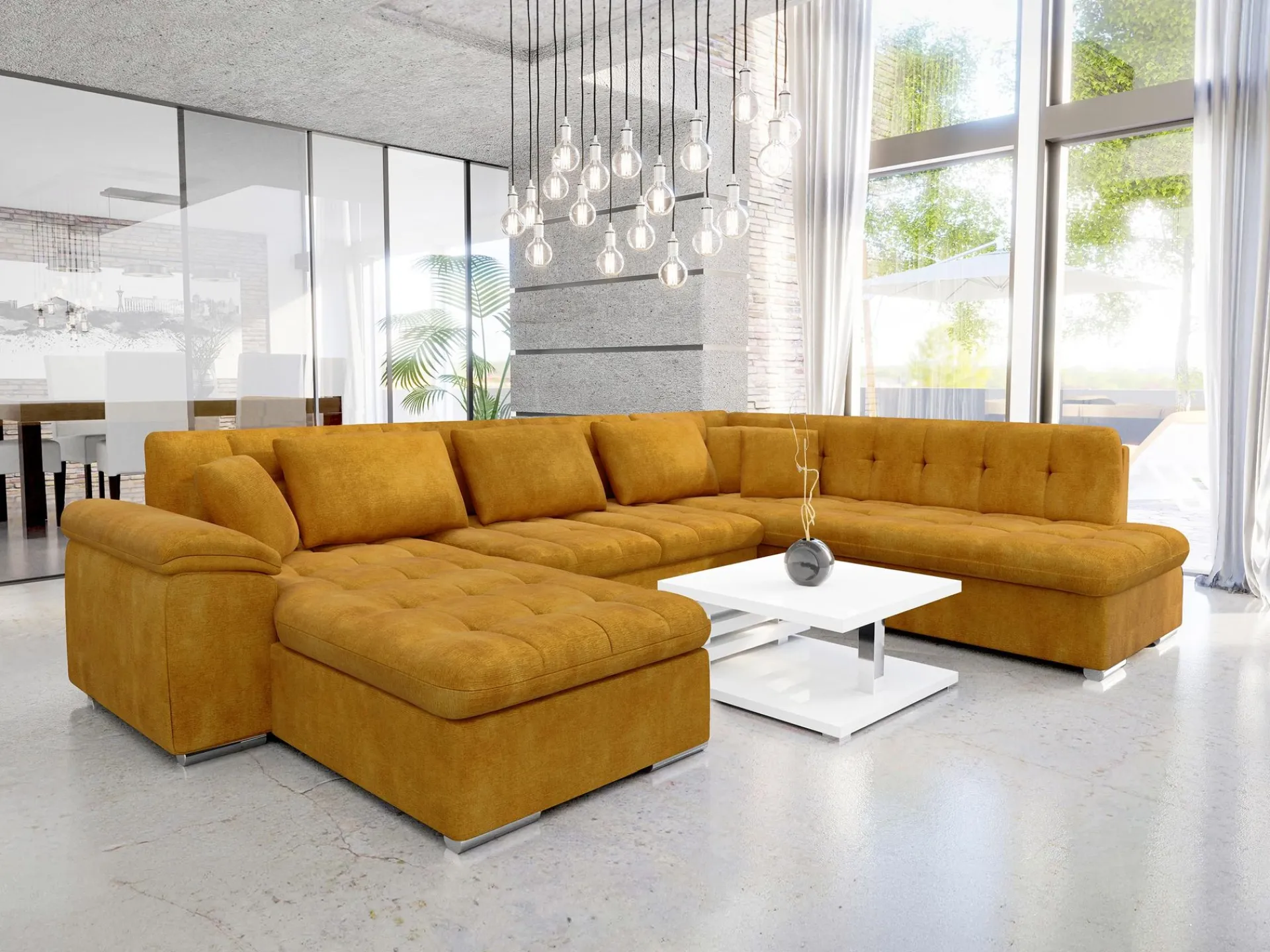Sovesofaer-Dynir 6-seters U-sofa med Divan Venstre Mustard