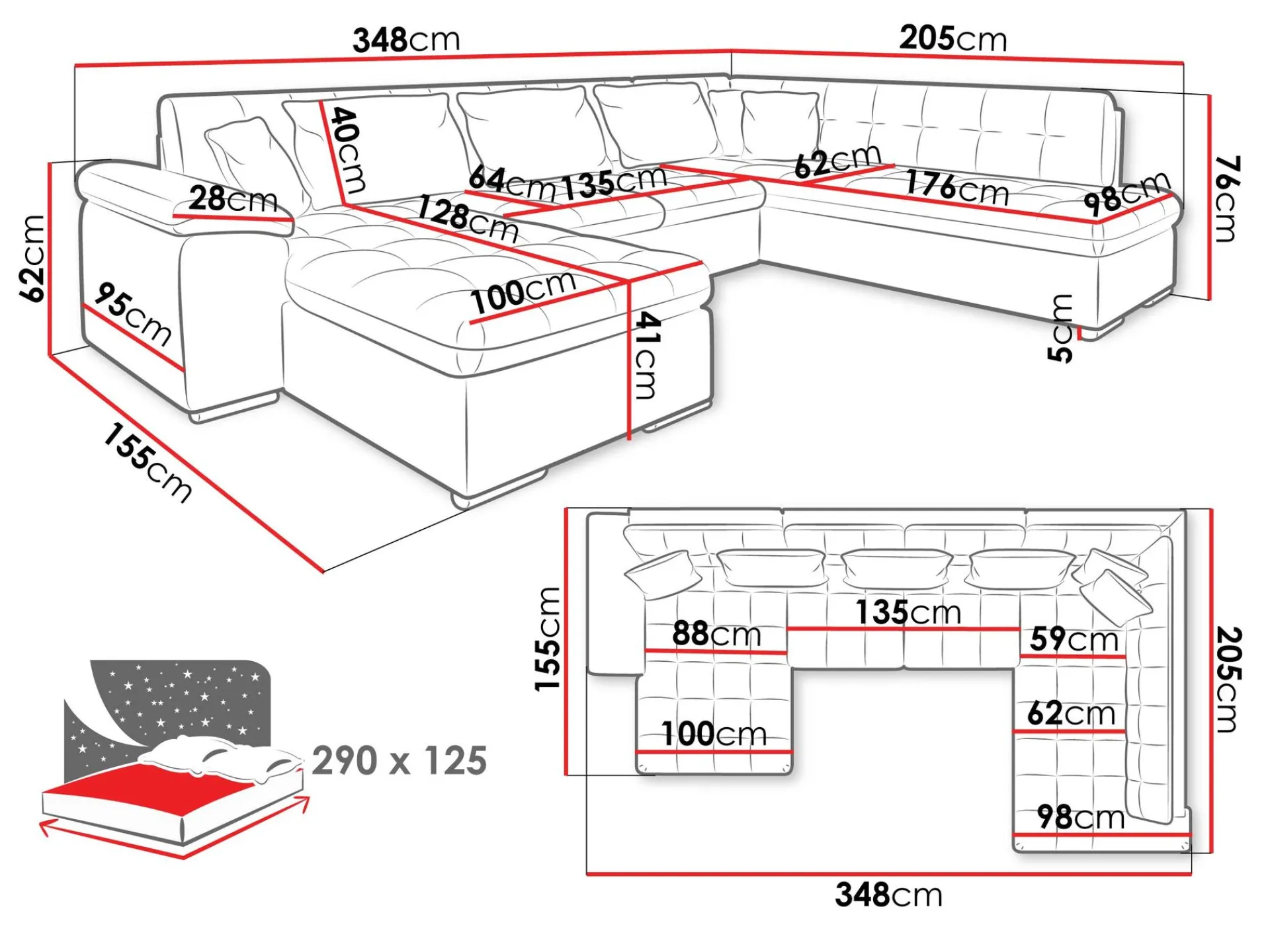 Sovesofaer-Dynir 6-seters U-sofa med Divan Venstre Mustard