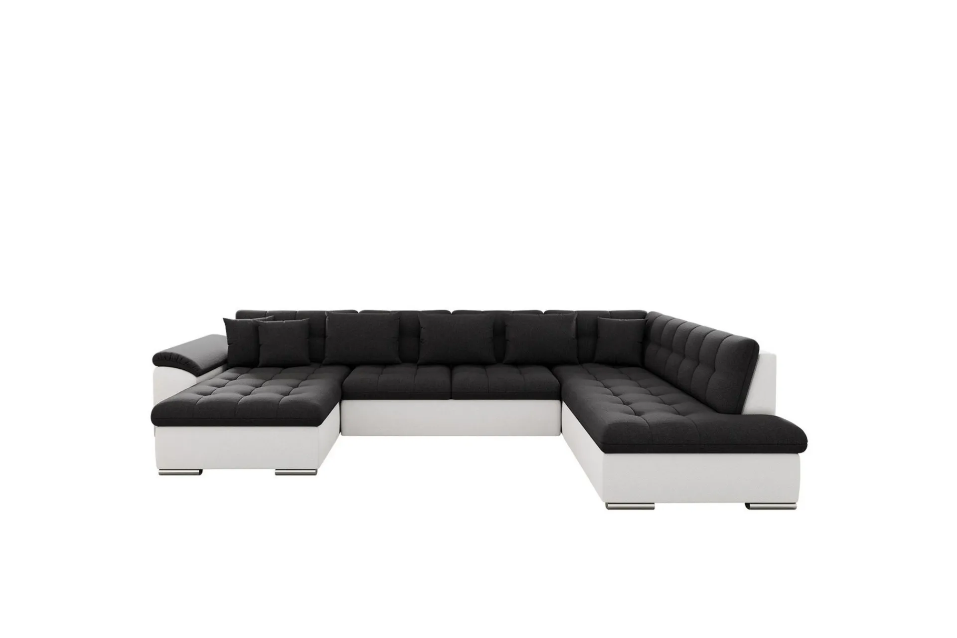 Majestic Furniture U-Sofa-Dynir Sofa med Sjeselong og Divan 4-seter Hvit,Svart