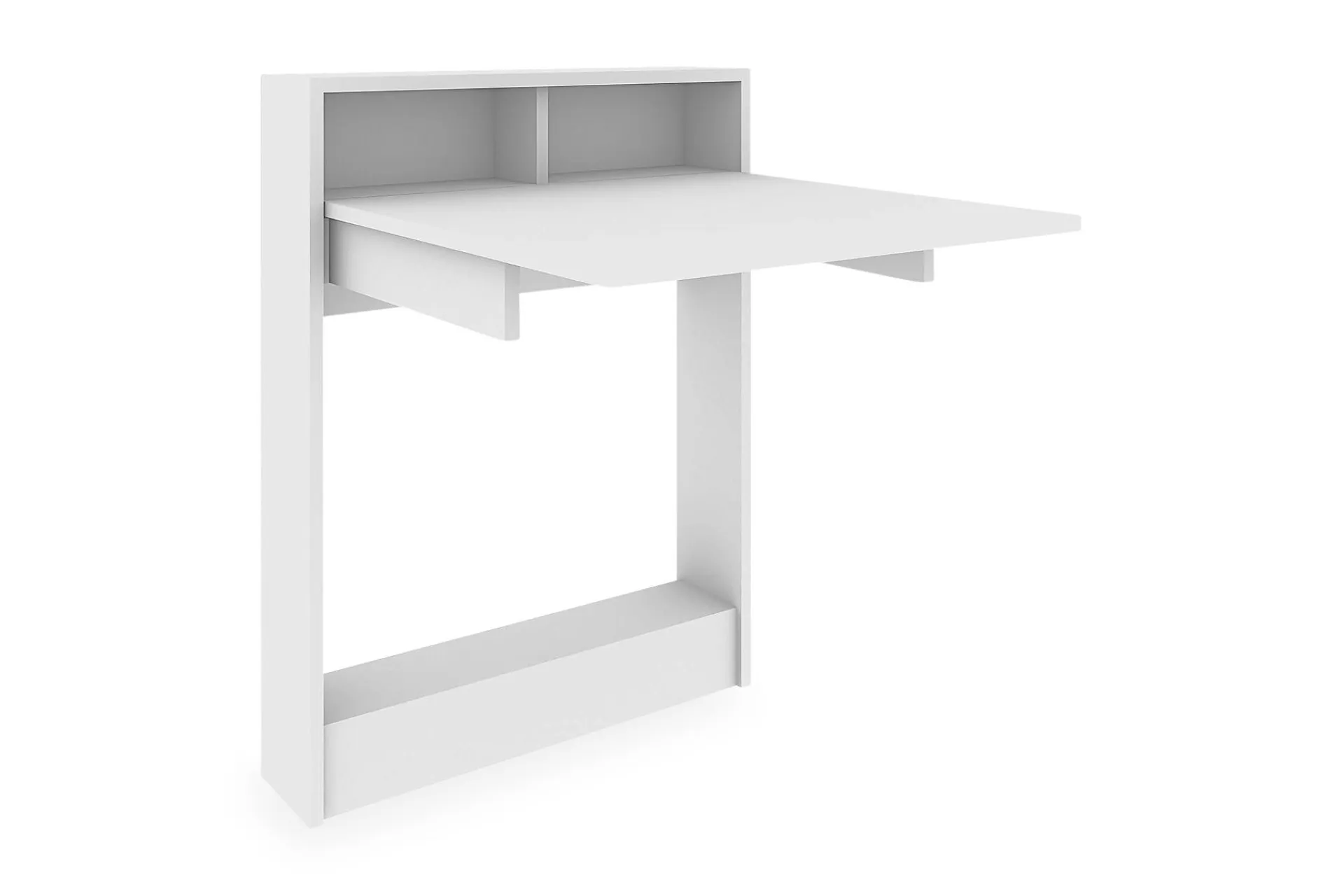 Kontorbord-Elegancia Veggskrivebord 70cm med Oppbevaringshylle Sammenle Hvit