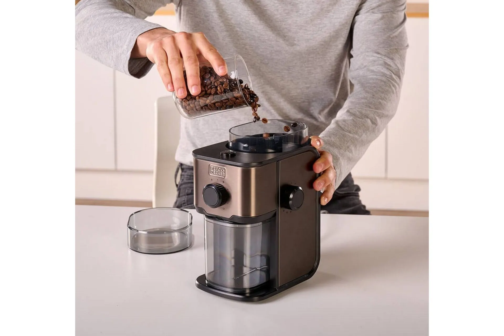 Black+Decker Kaffemaskin & Kaffetilbehør|Kjøkkenutstyr-Elektrisk Kaffekvern 150W Grey