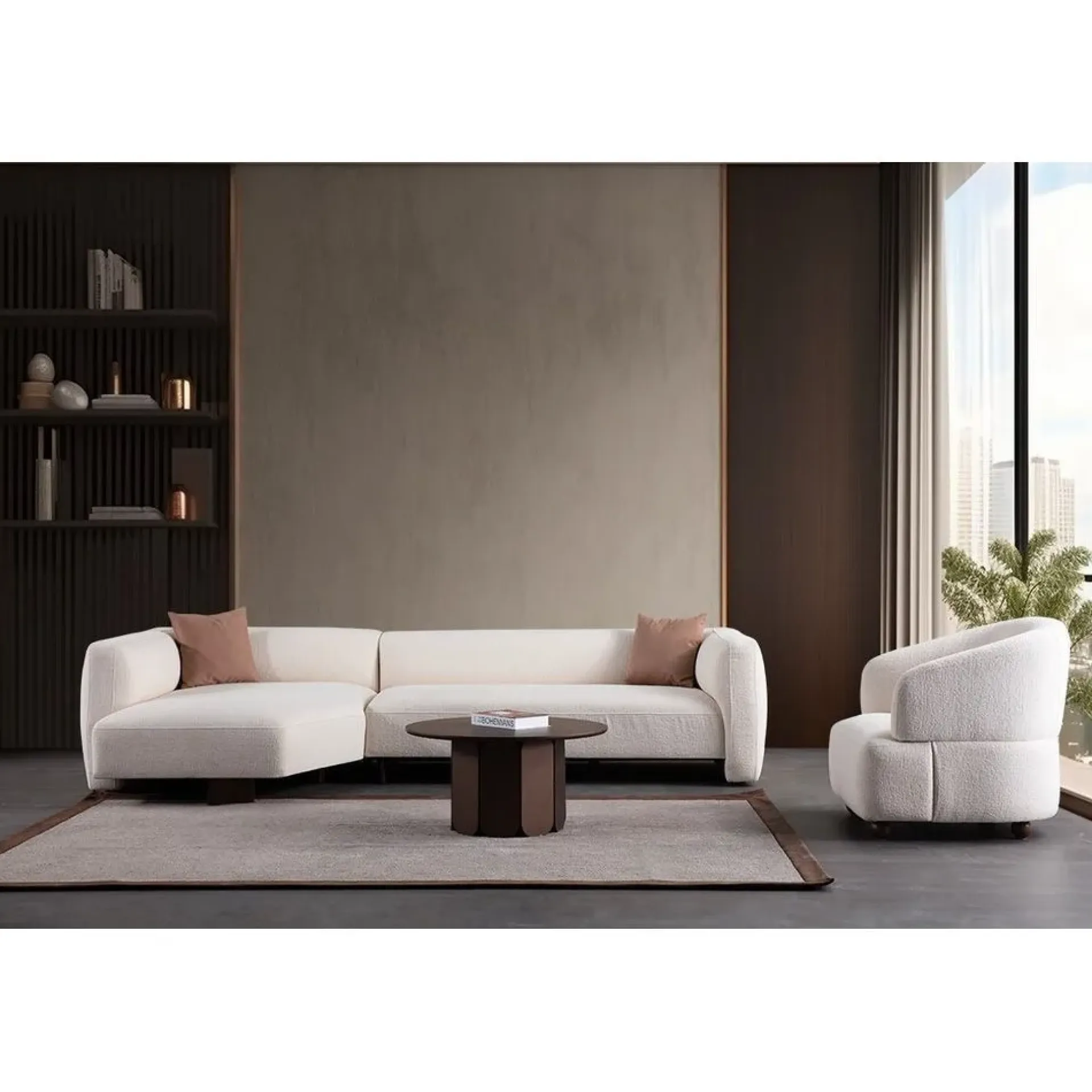 Sofa Med Sjeselong-Elvaris 4-seters sofa med Sjeselong Hvit