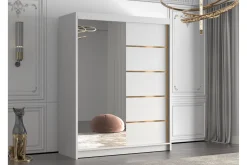 Garderober & Garderobesystem|Knaggerekke-Emet Garderobe med Speil 150x200 cm Hvit