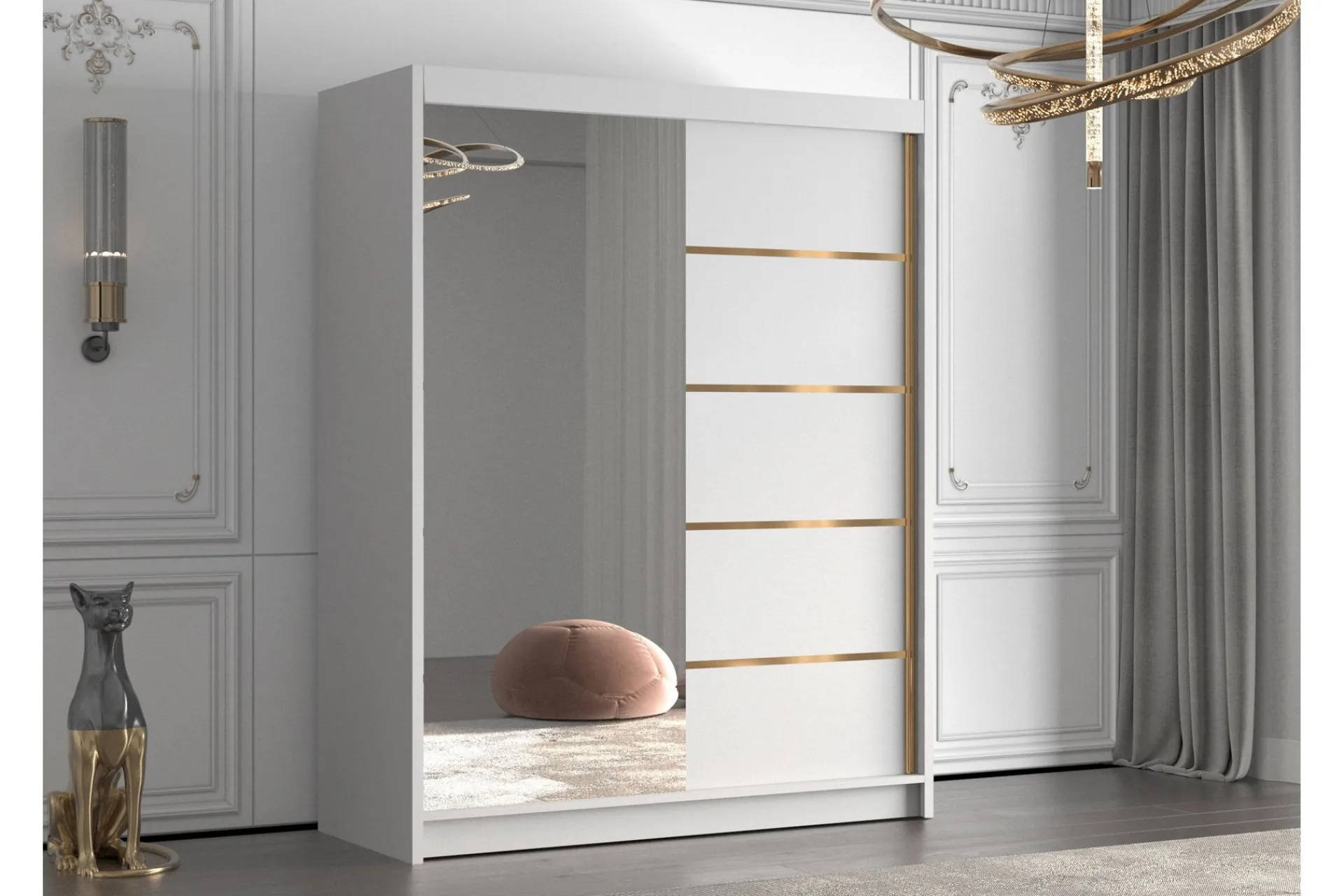 Garderober & Garderobesystem|Knaggerekke-Emet Garderobe med Speil 150x200 cm Hvit