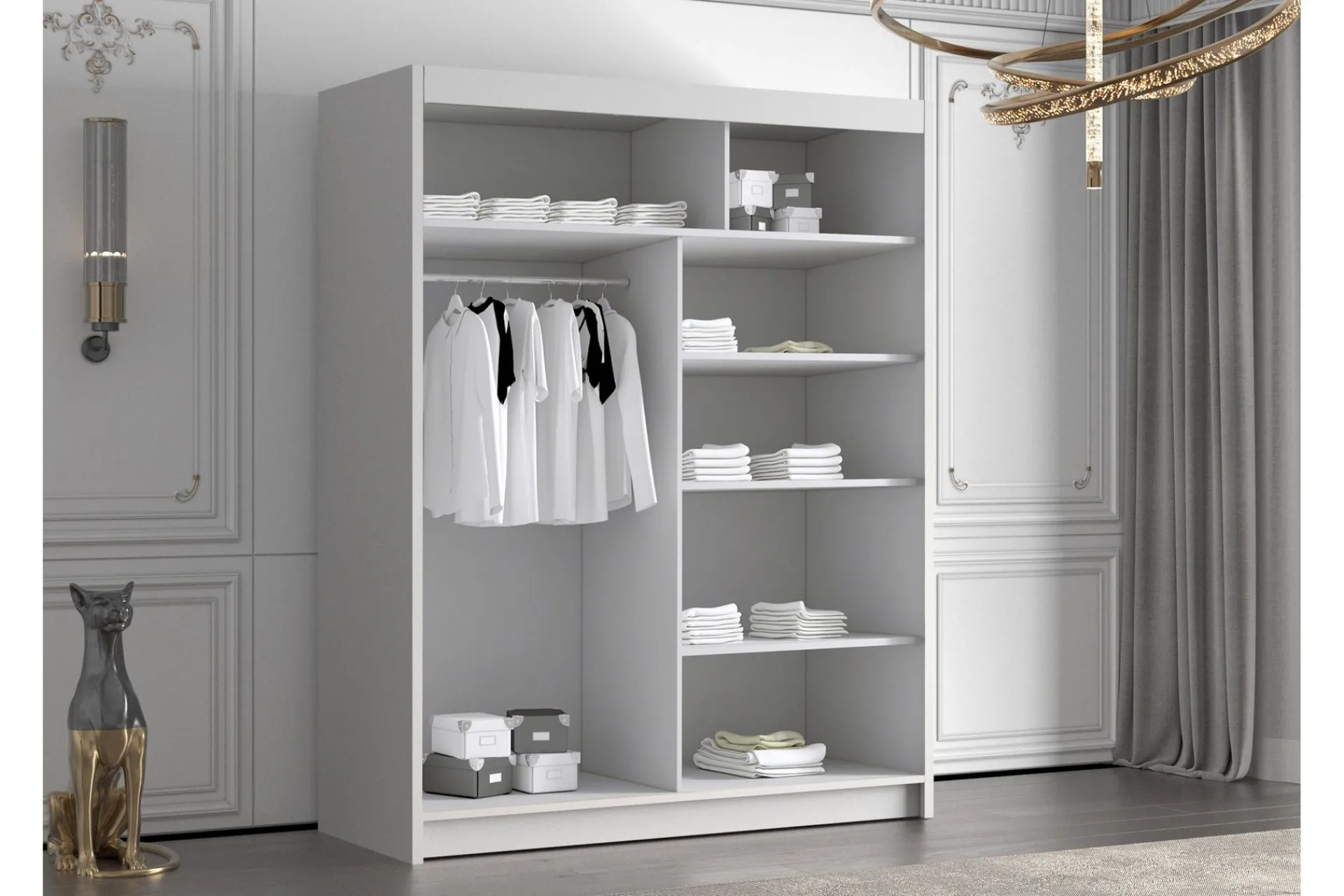 Garderober & Garderobesystem|Knaggerekke-Emet Garderobe med Speil 150x200 cm Hvit