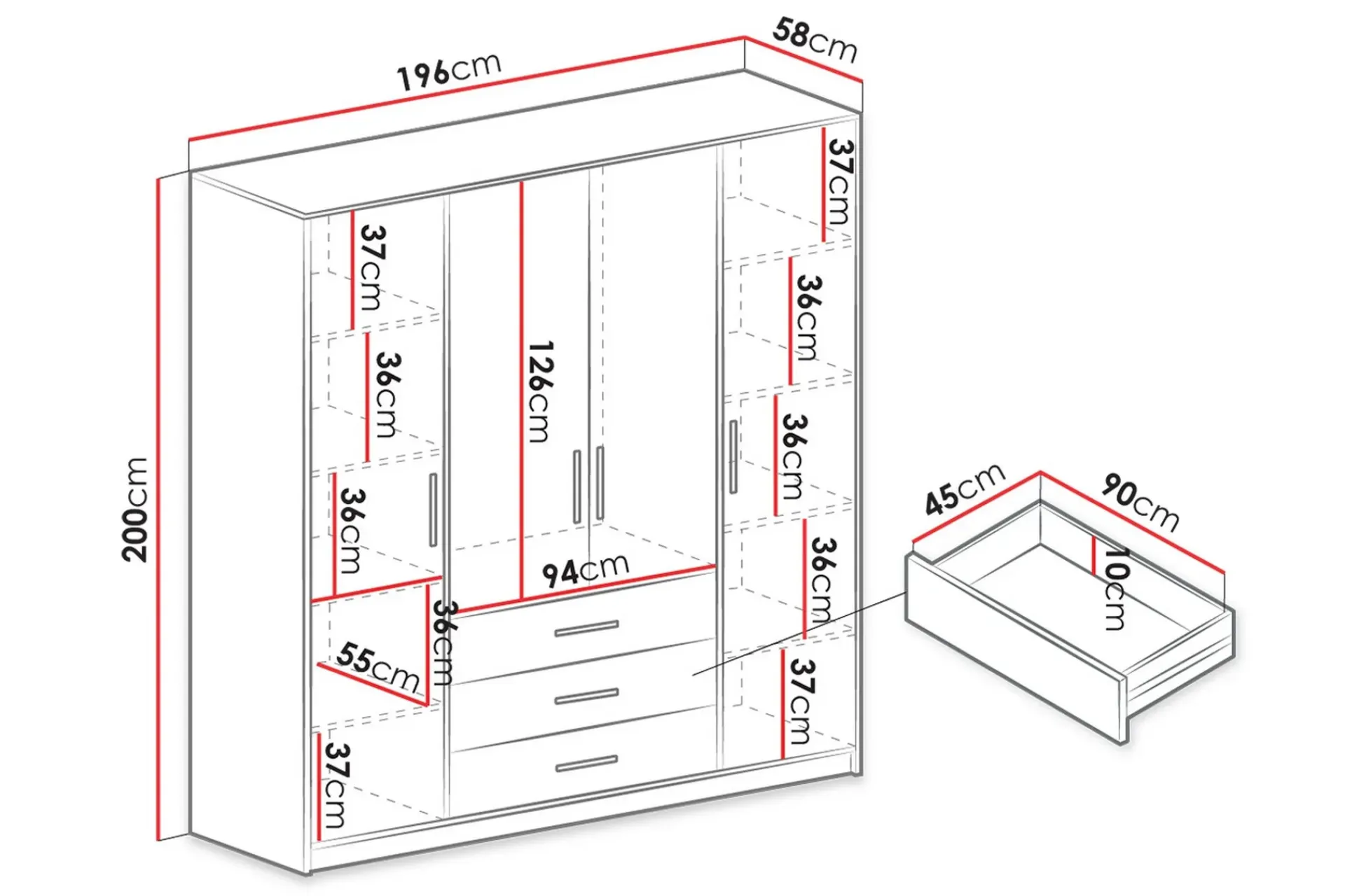 Scandinavian Choice Garderober & Garderobesystem-Escaldes Garderobe 196 cm Plomme