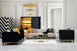 Velour Sofa & Fløyel Sofa-Esquimalt Sofa 3-seters Svart