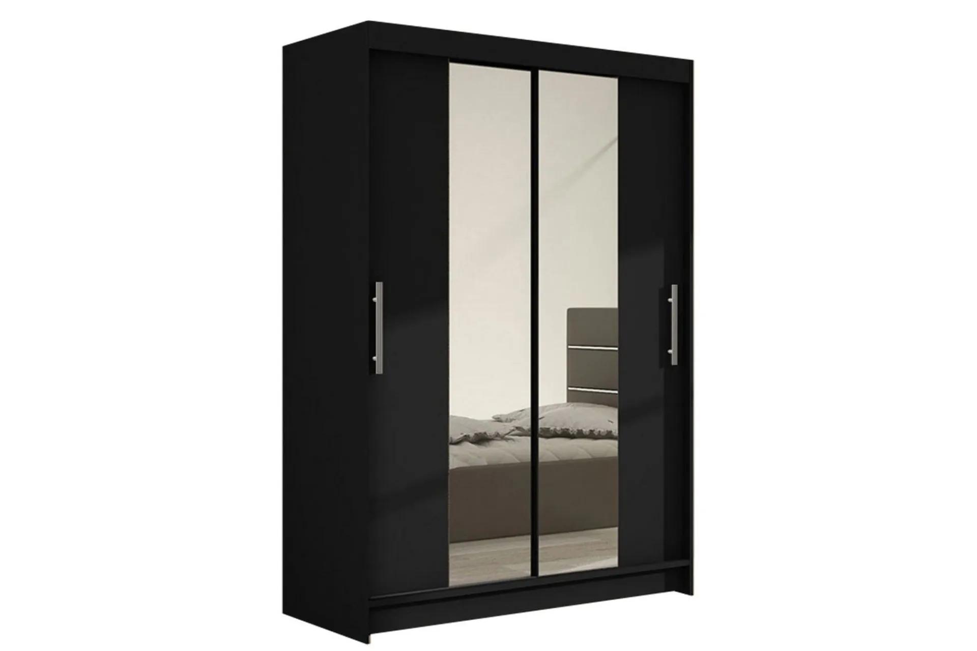 Garderober & Garderobesystem-Estella Garderobe 120 cm Skyvedører Smalt Speil Svart