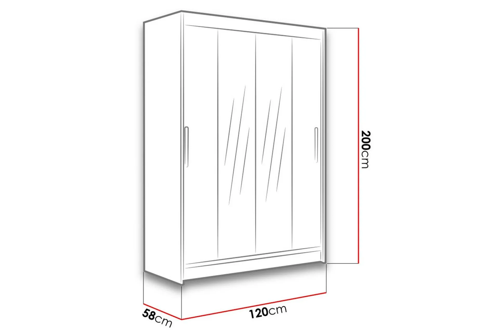 Garderober & Garderobesystem-Estella Garderobe 120 cm Skyvedører Smalt Speil Svart
