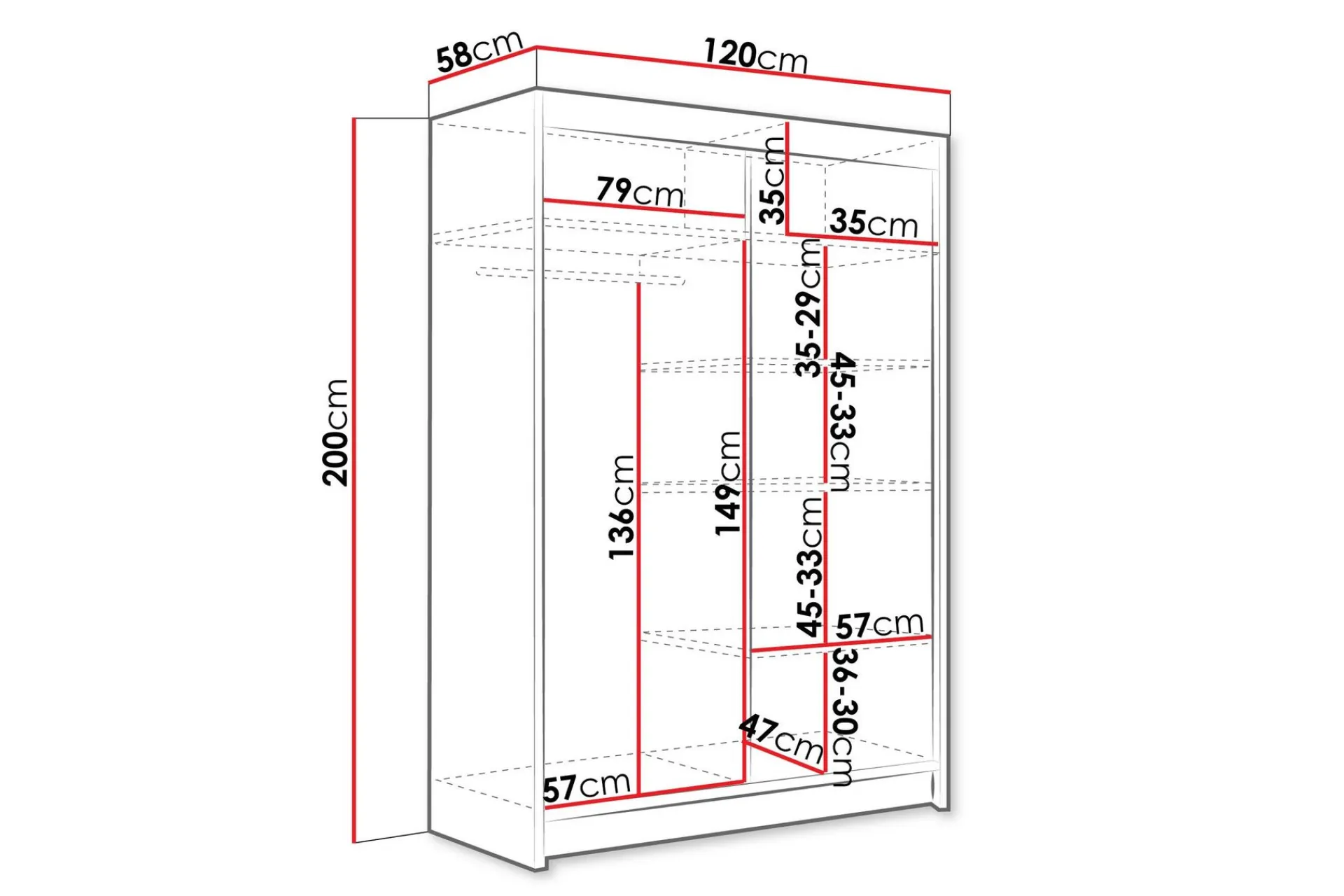 Garderober & Garderobesystem-Estella Garderobeskap med Speil 120x200 cm Hvit