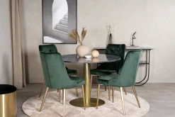 Venture Home Estelle Spisegruppe 106 cm Rund med 4 Velvet Stoler
