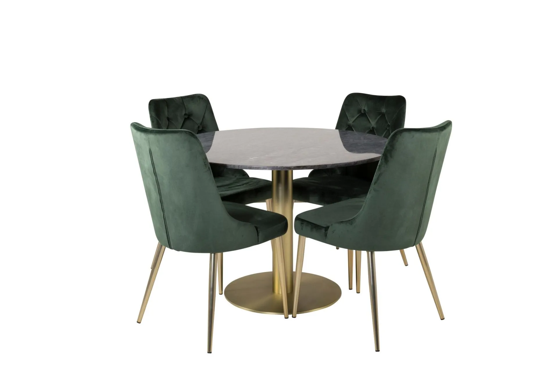 Venture Home Estelle Spisegruppe 106 cm Rund med 4 Velvet Stoler
