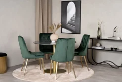 Venture Home Estelle Spisegruppe 106 cm Rund med 4 Velvet Stoler