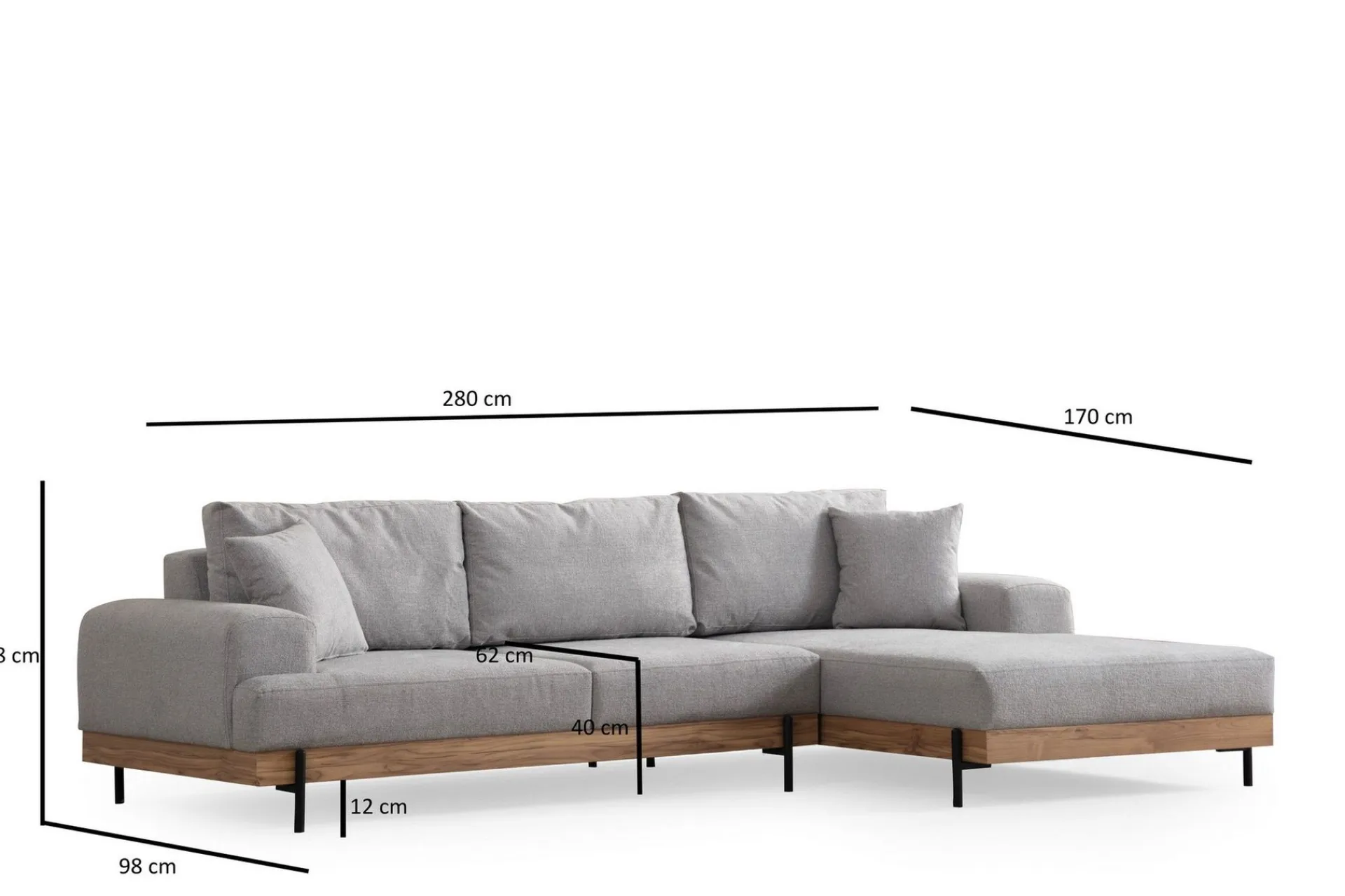 Hjørnesofa-Eti Hjørnesofa 3-seter Grey
