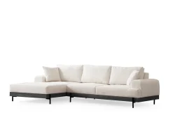 Sofa Med Sjeselong-Eti Hjørnesofa 3-seter Hvit