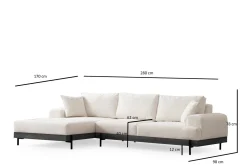 Sofa Med Sjeselong-Eti Hjørnesofa 3-seter Hvit