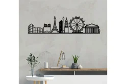 Skilt-European Cities Skyline Veggdekor Svart