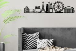 Skilt-European Cities Skyline Veggdekor Svart