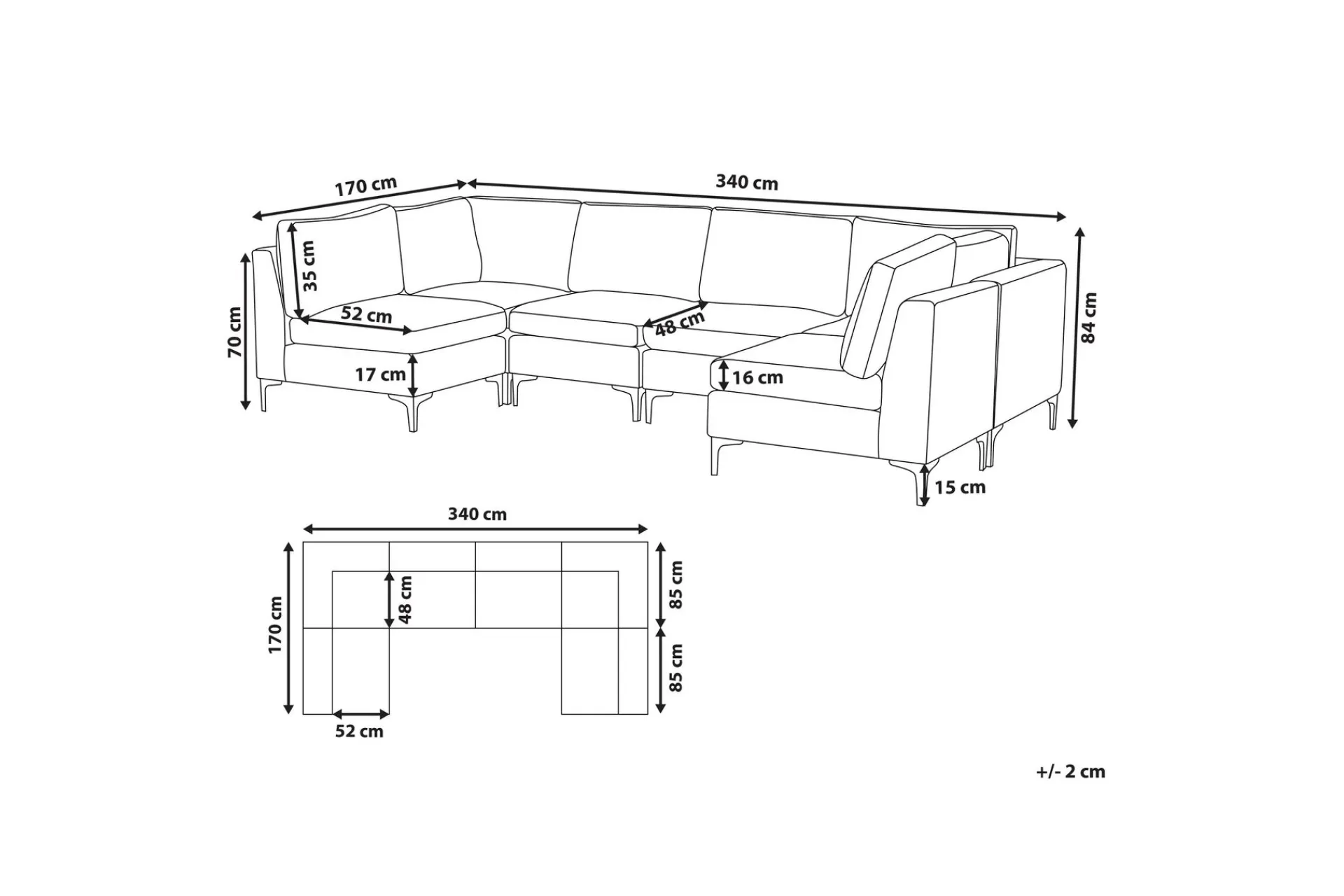 Evja 6-seters Divansofa