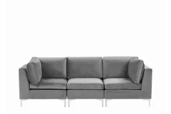 Velour Sofa & Fløyel Sofa-Evja 3-seters Sofa Grå