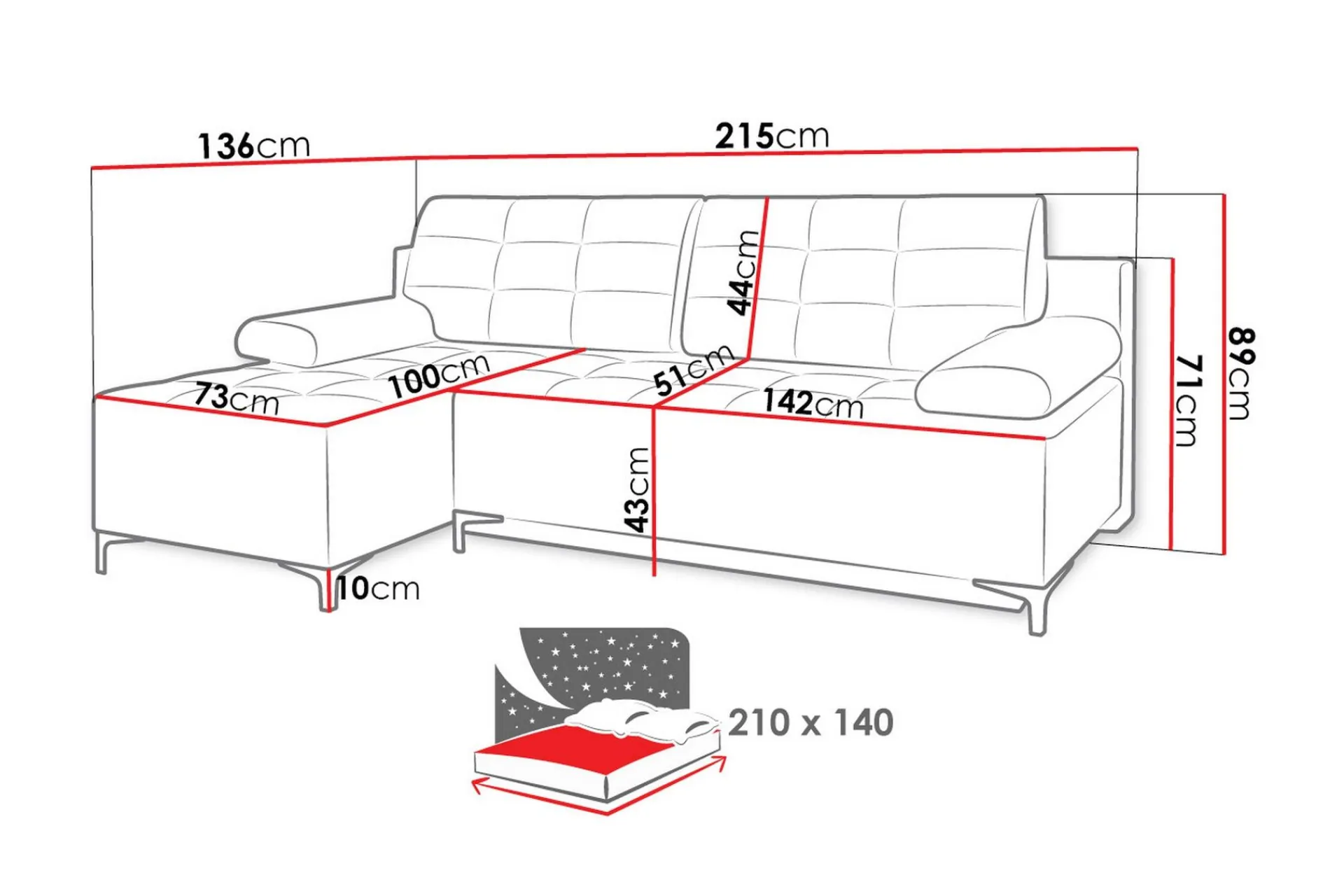 Sovesofaer-FABIO 4-seters Sovesofa Venstre Minsk 1