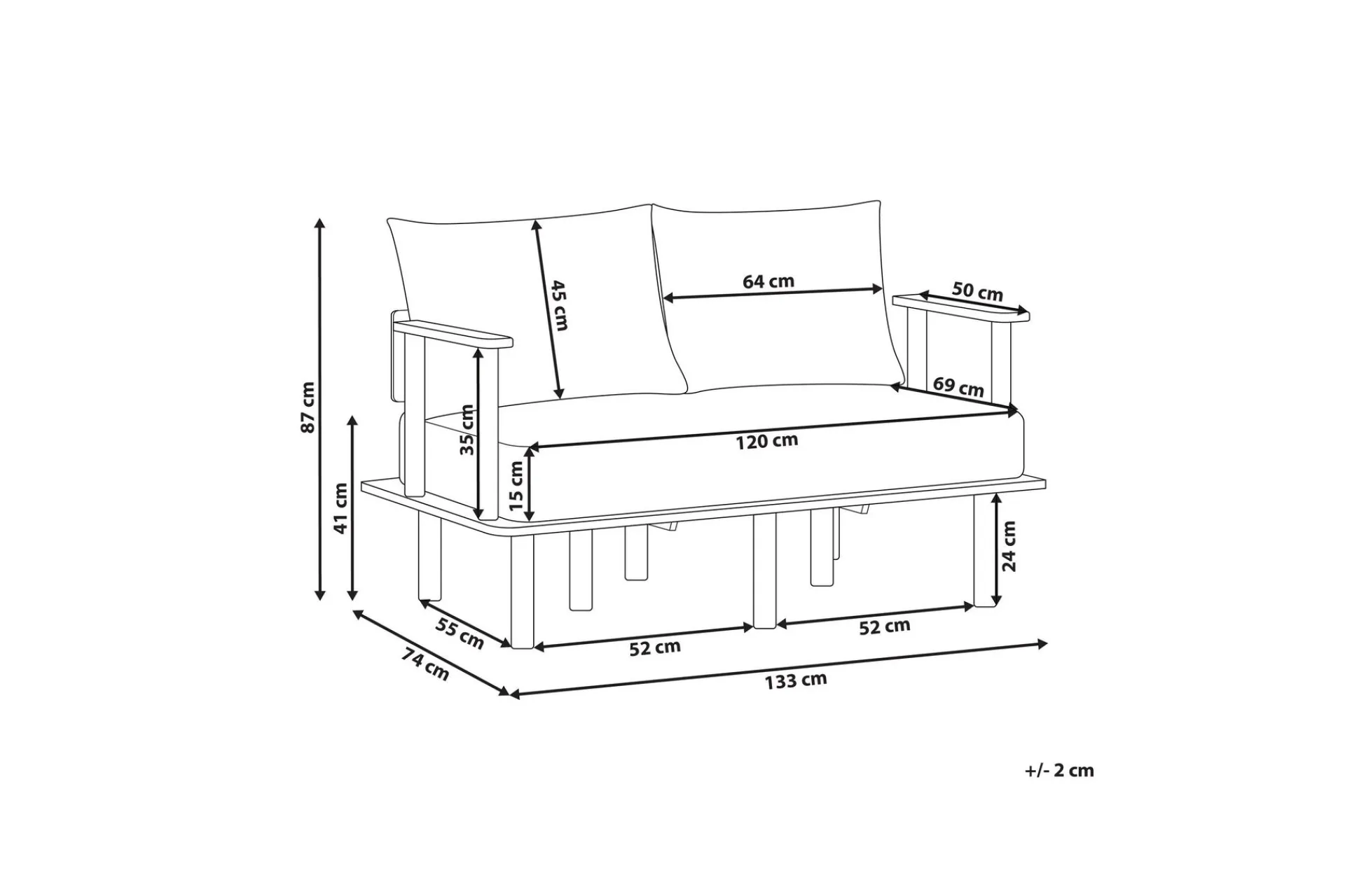 2 Seter Sofa-Fadey Sofa 2-seter Beige,Lett ved