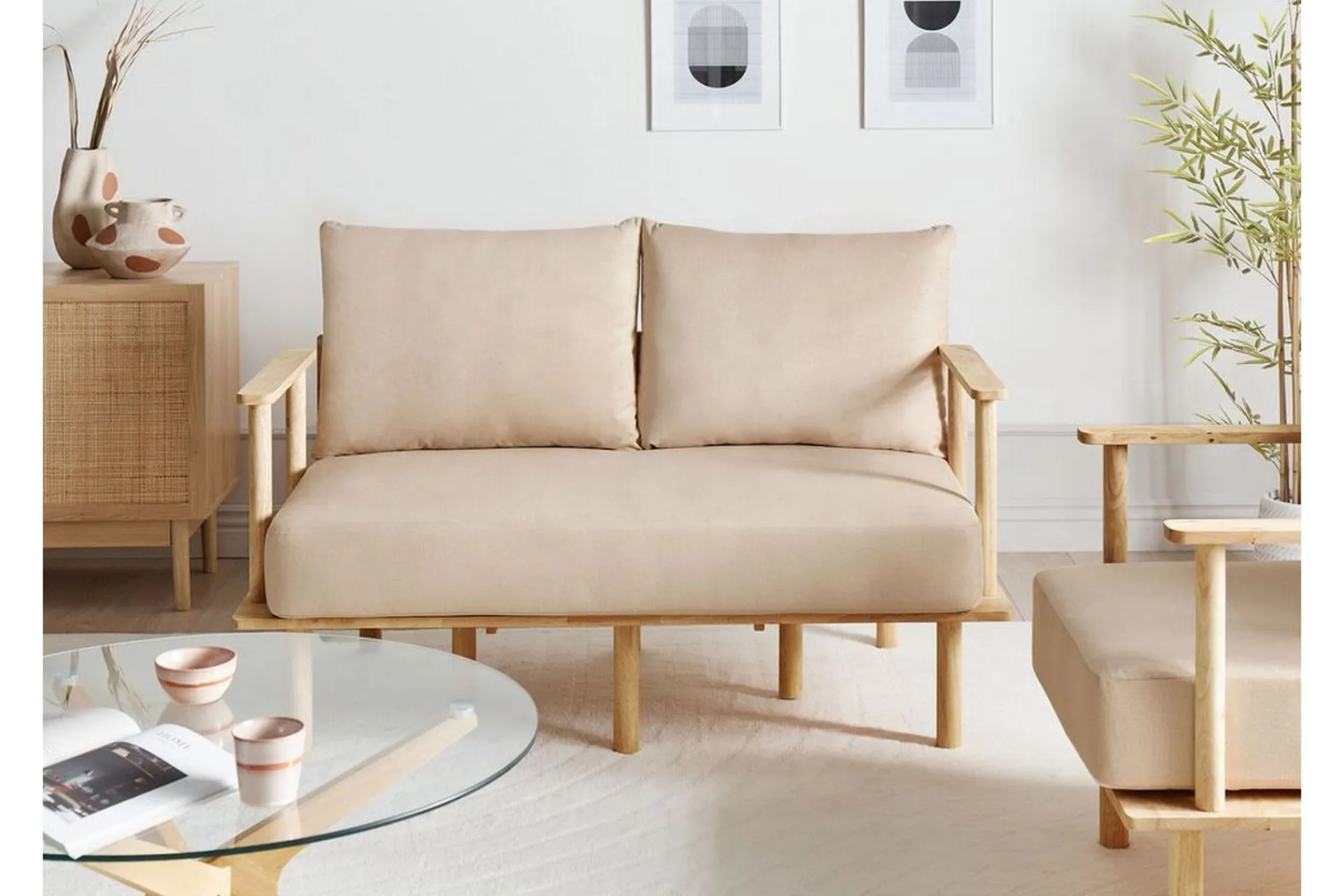 2 Seter Sofa-Fadey Sofa 2-seter Beige,Lett ved