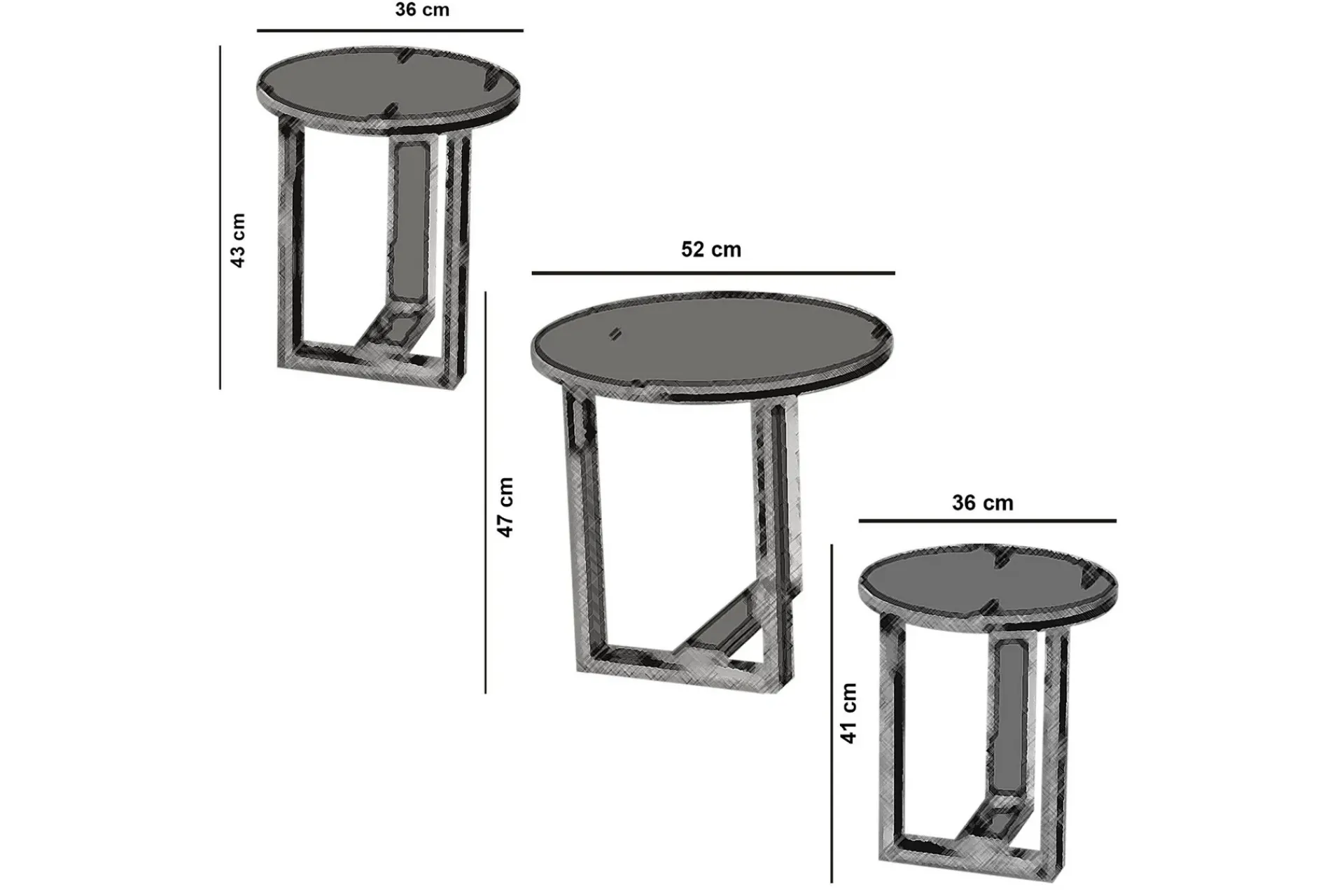 Falan Settbord 52 cm Rundt 3 Bord
