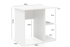 Wohnling Kontorbord-Farleys Skrivebord 82 cm med Oppbevaringshyller Hvit