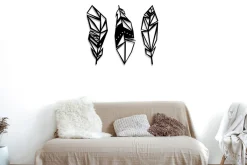 Skilt-Feather Metal Decor Veggdekor Svart