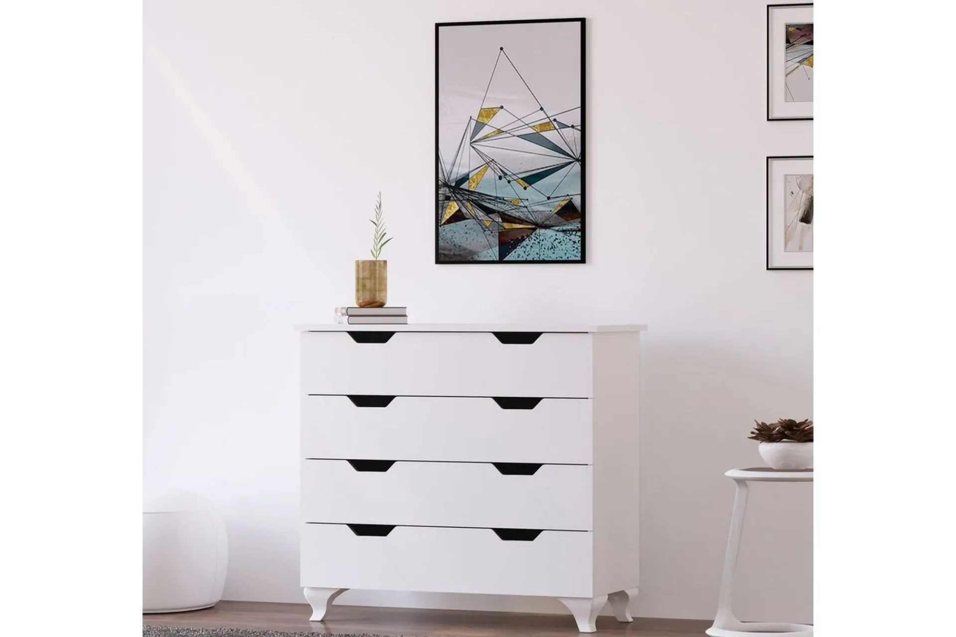 Kommode|Entrekommode-Feylor Hjørnekommode 86 cm Matt hvit