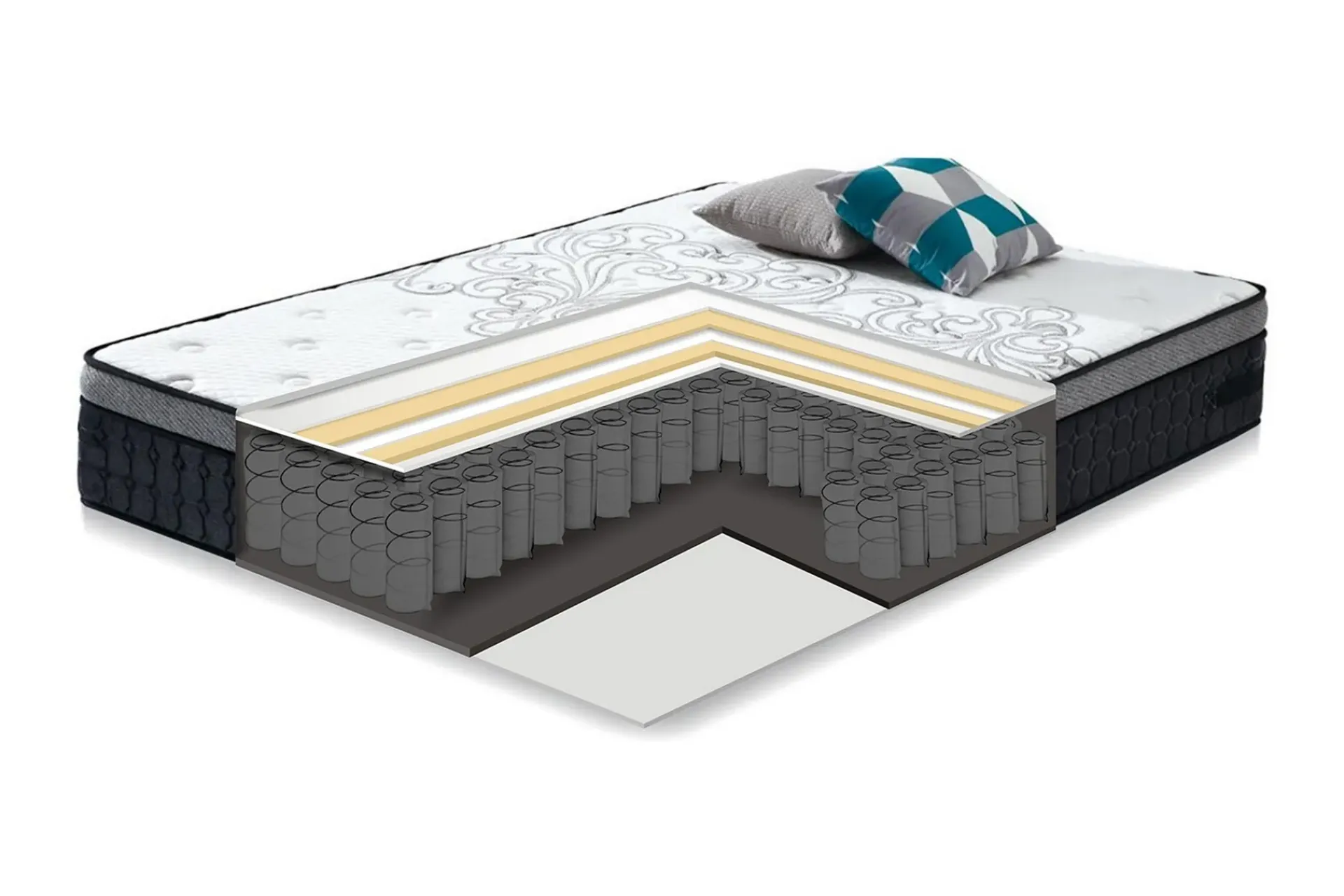 Madrasser-Fjermadrass HARMONY DELUX 160x200xH30cm Hvit,Grey