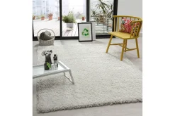 KM Home Moderne Tepper-Floki Ryematte 200x290 cm Rektangulær Hvit