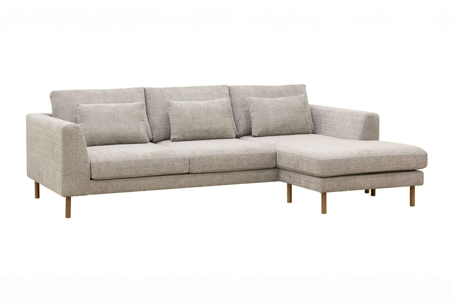 Scandi Days Sofa Med Sjeselong-Florenz 3-seters Høyrevendt L-formet Sjeselongsofa i Chenille Grå/Beige