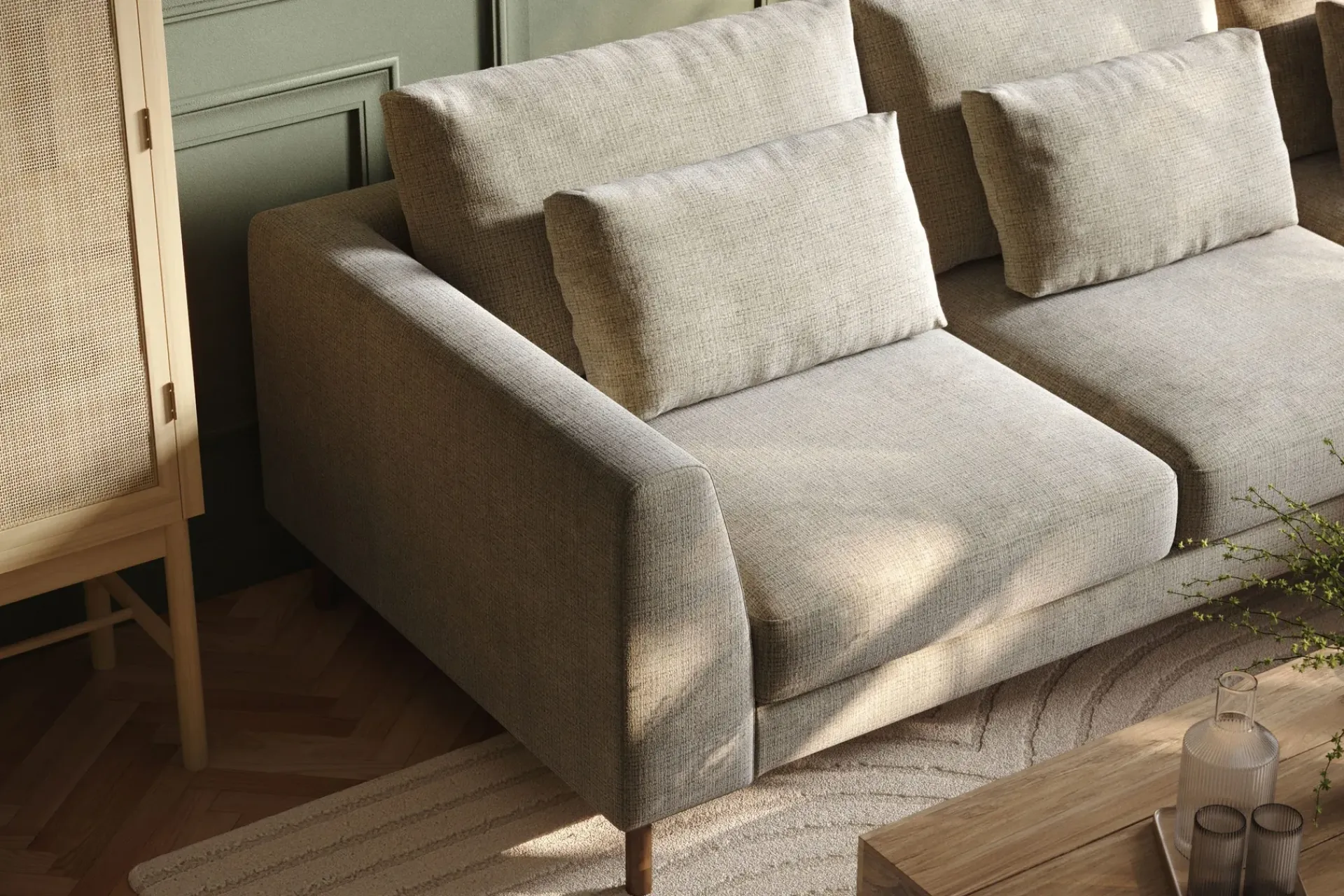 Scandi Days Sofa Med Sjeselong-Florenz 3-seters Høyrevendt L-formet Sjeselongsofa i Chenille Grå/Beige