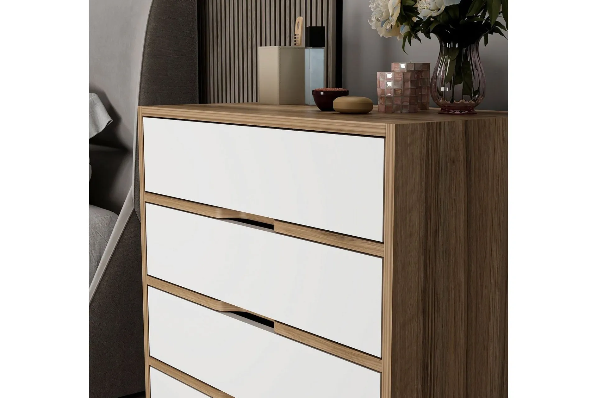 Kommode|Entrekommode-Fontaine Kommode Valnöt,Hvit